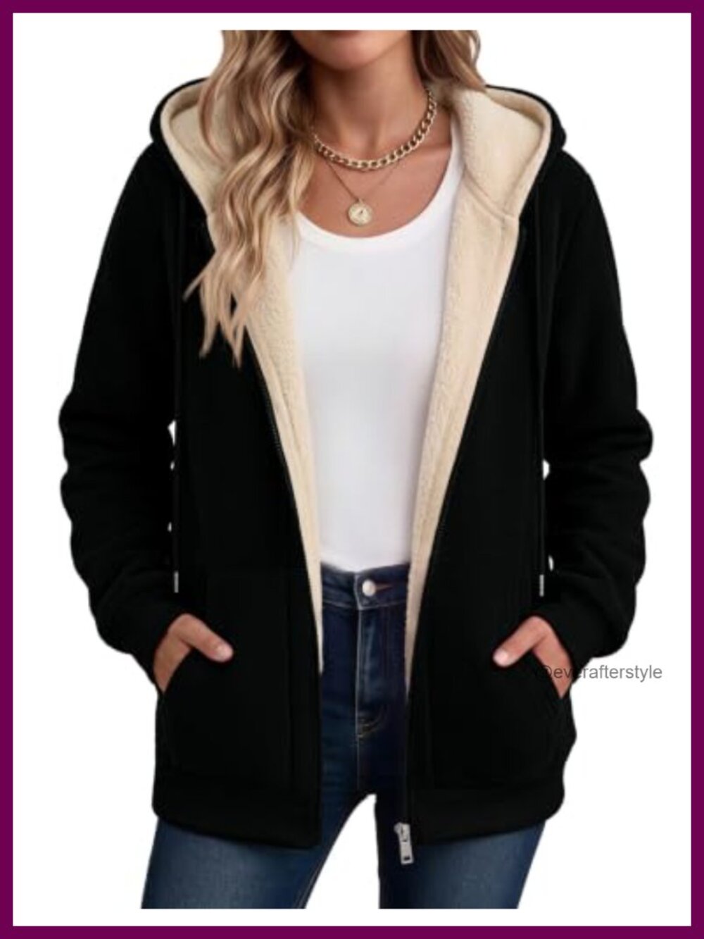 Sherpa Fleece Jacket Zip Up Warm Hoodie Fall Winter Coat Women